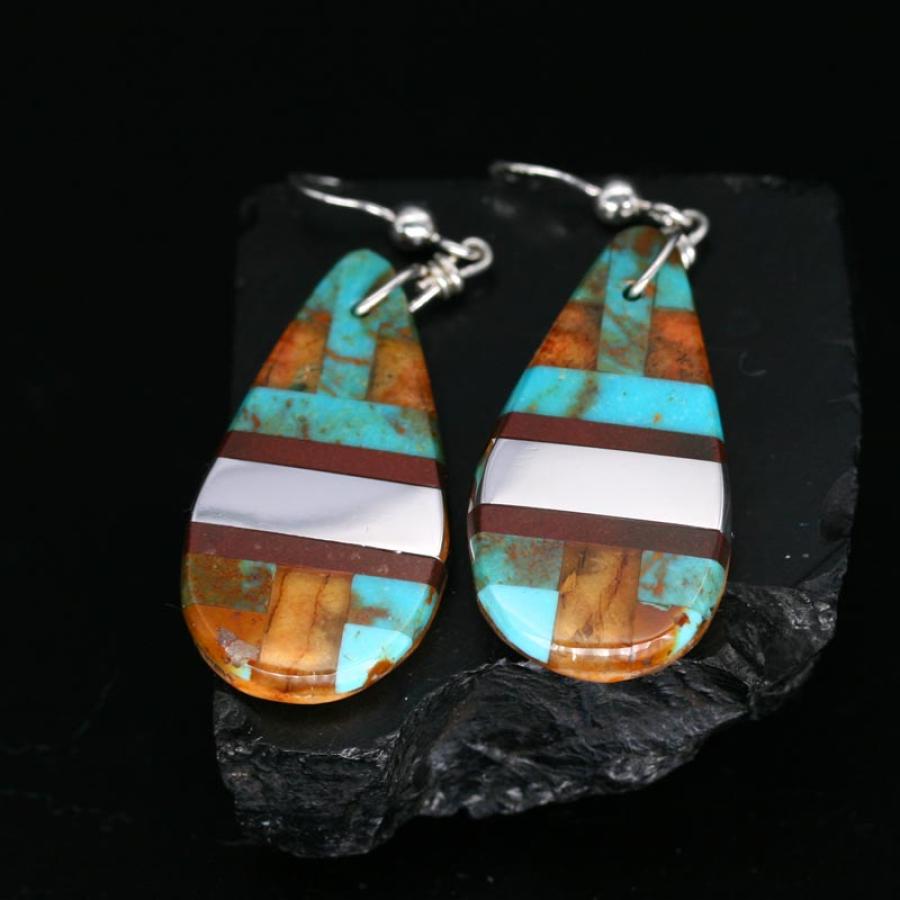 Turquoise Mosaic Drop Earrings By S T Medina Rainmaker Gallery